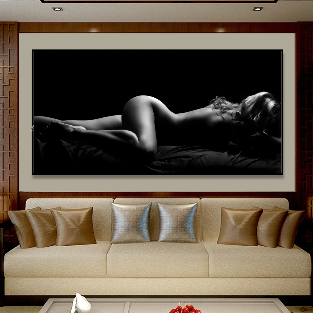 Sodobni umetnosti oljna slika, ženska, nag črno platno slikarstvo plakate in grafike doma spalnica dekoracijo sten slikarstvo