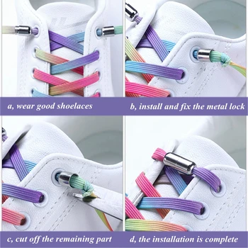 1 par Enostavno odstranite Elastična Shoelaces Ravno Okrogle Kapsule kovinski zaklepanje Ni kravato vezalko, ki je Primerna za vse shoelaces Leni vezalke