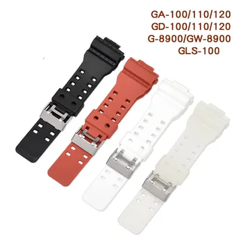 16 mm PU Watchband za Casio Ga100/110/120 Trak Rdeče Bela Črna Silikonske Gume Watch Band