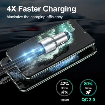 36W Hitro Polnjenje 3.0 Dvojno QC Avto Polnilnik za iPhone, Samsung Hiter Avto Polnjenje za Huawei Xiaomi QC3.0 Mobilni Telefon Polnilnik USB