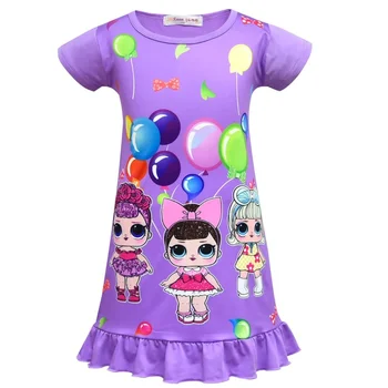 3~10 Let Lol Presenečenje Lutka Risanka Vzorec Nova Moda Dekleta Poletje Obleko Pižamo Krilo Otroci, Oblačila za Dekleta