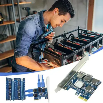 4 Port PCI-E, Da USB Adapter PCI-E X1, Da 16x USB 3.0 Posebne Riser Card Extender PCI Express PCIe Pretvornik Za BTC Rudar Rudarstvo