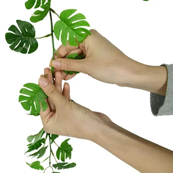 57 listi/pc 83 cm Umetno Želva Listi Garland Trte Zelene Rastline Tropskih svate Steni Visi Dekor Ponaredek Svile Ratana