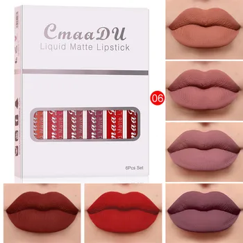 6 Barv, Barv za Ustnice Sijaj Mat 6 Box Set Tekočine Mat Šminko Lip gloss Nepremočljiva dolgotrajno Šminka korejski Kozmetika