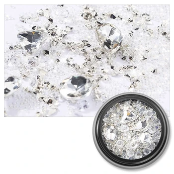 6 Kos Mikro-perforirane Razbil Majhne Zdrobljen Diamantni Kristal Nosorogovo Laki Dekor