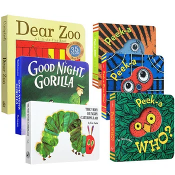 6Pcs Dragi Zoo/Noč, Gorilla /The Very Hungry Caterpillar Odbor Knjiga Barvanje angleški Dejavnosti Zgodbo Knjiga
