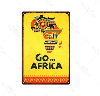 Afrika Mesto Prijavite Letnik Kovinski Znak Božično Darilo Kovinske Plošče za Stenske Umetnosti Retro Domov Otroci Soba Dekor Kovinski Plakat 30X20Cm
