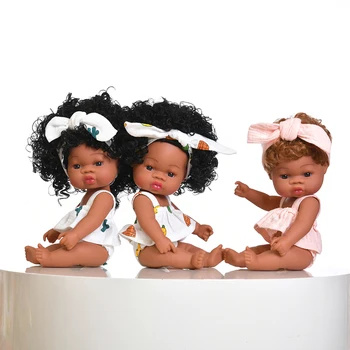 Ameriški Prerojeni Black Lutka 35 cm Afriške Prerojeni Lutka Dekle Ročno izdelan iz Silikona, Mehko Baby Kopel Predvajaj Igrače otroška Igrače Božično Darilo