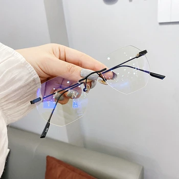 Anti Blue Ray Obravnavi Očala Rimless Okvir Ženske Spektakel Kratkovidnost Pregledna Očala Moških optična Očala Okvirji