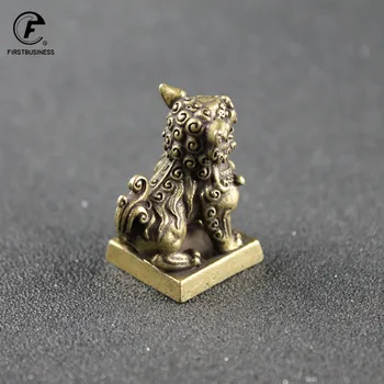 Antični Bronasti 1 Kos Lions Pečat Namizje Okraski Baker Živali Miniaturne Figurice Srečo, Medenina Lev Kip Feng Shui Dekoracijo