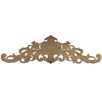 AT69 -Carving Naravnega Lesa Appliques Za Pohištvo Omara Unpainted Leseni Ornamenti Nalepko Letnik Home Decor Dekorativna