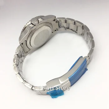 Bliger 40 mm Prosti čas, moda Pazi nerjavnega jekla primeru safirno steklo datum keramične plošče svetlobna samodejno mens watch