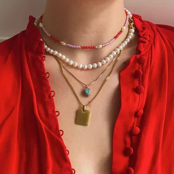Bohemian naravni biser kratka ogrlica pisane kroglice ustvarjalne šivanje nakit poletje novih izdelkov plaža pribor bijoux fem