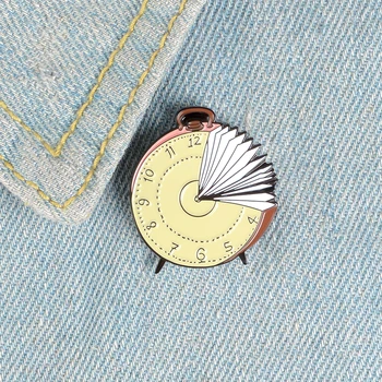 Budilka knjiga emajl pin je čas, da bralne značke broške za ženske dekle darilo Cute sweet River pin nakit Majica vrečko zatiči