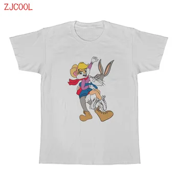 Bugs Bunny in Lola Zajček Zajec majica s kratkimi rokavi Top Mehko Prevelik Cotton Tee Moški/Moški T-Shirt Srčkan Živahno