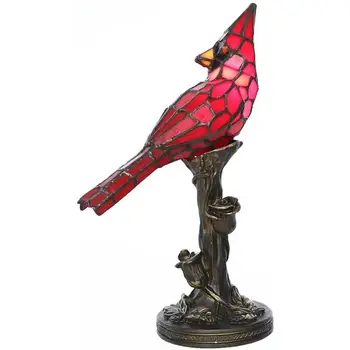Crystal Table Lamp Statue Stained Red Bird Cardinal Home Decor Glass Night Light For Bedroom Living Room Home Decor Accessories