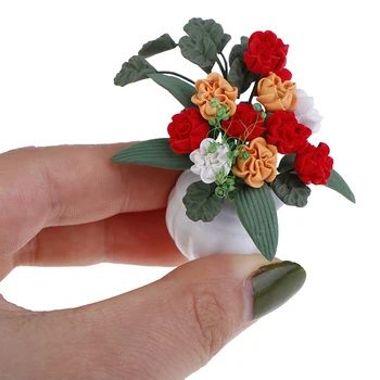 Cvetje Pravljice Vrt Ornament Mini Lončnica Cvetje Pot Lutke Dekor 1:12 Lutka Hiša Miniaturni