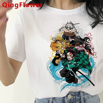 Demon Slayer Kimetsu Ne Yaiba tshirt ženske letnik harajuku plus velikost bela majica s kratkimi rokavi t-shirt poletnih vrh nekaj oblačil