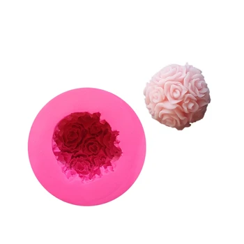 DIY Cvet Žogo Aromaterapija Ročno izdelana Mila Plesni 3D Silikonski Rose Sveča Plesni Voska, Mavca Plesni Obliki Sveče, ki opravlja Dobave