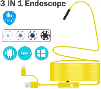 Endoskop 5.5/7mm Borescope Motor, Video, 3 v 1, Domov za pregledovanje Cevi Kanalizacije Kamera 720P USB Možganov Endoskopijo za Android Telefon PC