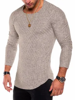 Evropski in Ameriški nov slog, barva šivanje lok robom dno srajco okoli vratu moška T-shirt majica