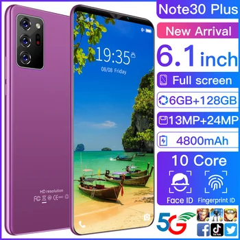 Globalna Različica Note30 Plus 6.1 Palčni Pametni Telefon 13+24MP Fotoaparat 4800mAh Dual SIM HD Full Screen 8GB 256GB Android 10.0 Mobilni Telefon