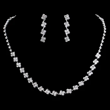 GU141 Sijoče posrebrene kristalno cirkon ogrlica, uhani nastavite poroka poročni nakit set