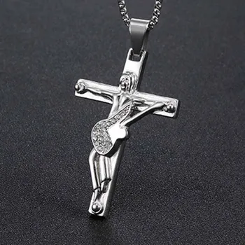 Hallyday kitara križ obesek ogrlica moških allah nakit iz nerjavečega jekla, ki plava locket čare Krščanski Križ OSDZ067