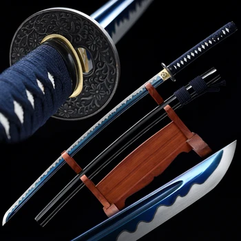 Japonski Katana 1060 Jekleno Modra Barva Rezilo Britev Ostrimi Meči Pravi Ročno Polno Tang 41 Palčni Zadnji Samuraj Catana