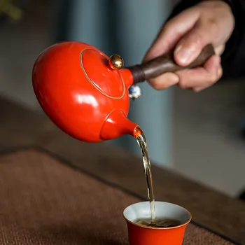 Kitajski keramike Stranski Ročaj čajniki ročno izdelan iz porcelana čaj nastavite Gospodinjski grelnik vode Kravato Guanyin oolong teaware dobave 210ml