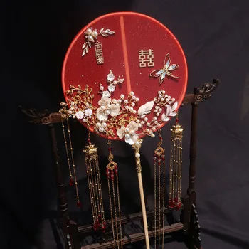 Kitajski slog šampanjec zlati Xiuhe svetlobno razkošje starinsko fan nevesto, poroko z ventilatorjem prijatelja darilo