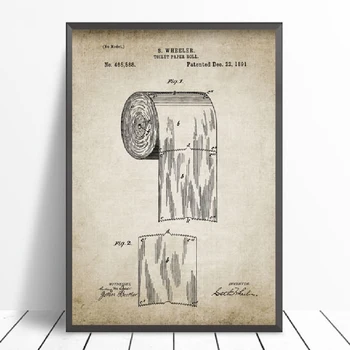 Kopalnica Patent Letnik, Plakati, Tiskanje ,Wc Roll,Cisterno,Stranišče Design Loo Doma Wall Art Dekor Platno Slikarstvo Načrti