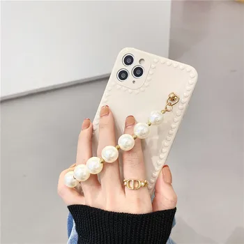 Korejski pearl zapestnica sijajni verige varstvo mehko telefon primeru za iphone 12 Pro MiNi 11 Pro Max XR X XS Max 7 8 plus 6S SE 2020