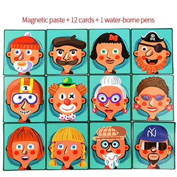 Lesene Magnetne Puzzle Sestavljanke za Otroke Zabavno Polje Izobraževalne Uganke Magnet Knjiga Scenarij, Magnetne Nalepke, Igrače Za Otroke