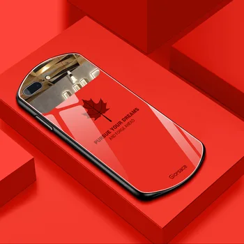 Luksuzni Srčkan Ovalne Maple Leaf Kaljeno Steklo Primeru Telefon Za iPhone 12 11 Pro Max XSmax XR X SE 8 7 6 Plus Ogledalo Silikonski Pokrov