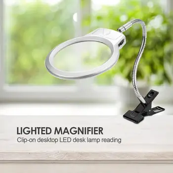 Lupo Clip-on Osvetljeno Tabela Desk LED Sponka Žarnica 2x 5x Povečevalno Steklo