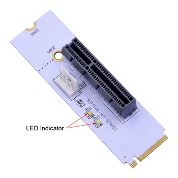 M2 na PCI-E 4X Riser Card M2 Tipko M, če želite PCIe X4 Adapter z LED indikator Napetosti NGFF odcepa za NVMe za Rudar Rudarstvo