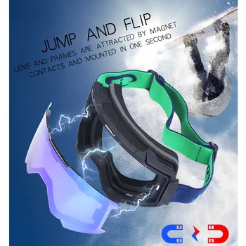 Magnetni High-definition Anti-fog Smučanje Očala Zimske motorne sani zaščitna Očala za Športe na Prostem UV400 Drsanje, Smučarski Očala
