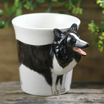 Mejni škotski ovčarski pes kave skodelice ustvarjalne skodelice in skodelice pes vrč 3D cartoon pokal Osebno darilo