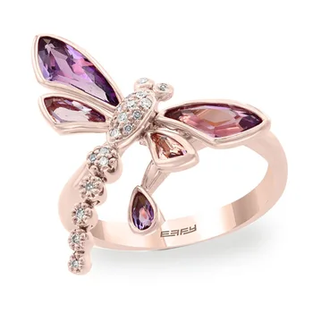 Milangirl Luksuzni Romantično Lep Lep Dragonfly Insektov Rose Gold Barvi Ženski Prstan za Ženske Stranka Nakit