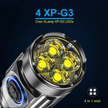 Mini močna LED Taktično svetilko 4XPG 3 nepremočljiva baklo luči 18350 18650 polnilna USB svetilke svetlo luč, svetilka