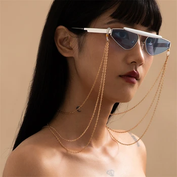 Moda Multi-layer Kovinski Obravnavi Očala Verige za Ženske sončna Očala Vrvica za opaljivanje tega Vratu Vrvice Priložnostne Hip Hop Ženske Eyeglass Verige
