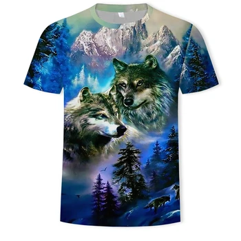 Moda nove živali wolf 3d tiskanje moške kratke oplaščeni t-shirt tovarne neposredno prodajo priložnostne svoboden sočutja moški ulične