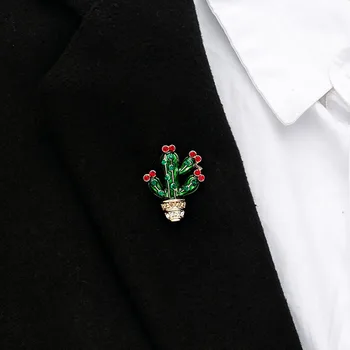 Moda Risanka Kaktus Broške Srčkan Mini Emajl Pin za Ženske, Moške Jeans Jakne broške Klobuk Značke