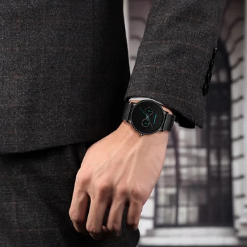 Moda za moške Preprost Business Watch Luksuzni Ure Quartz uro Nerjavečega Jekla gumb za Izbiranje Priložnostne Bracele Watch državljan Escapementtime