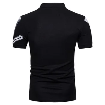 Moška T-Shirt Črna Bela Kratka Sleeved Bombaž Meša Poliester Priložnostne Geometrijske Tiskanja POLO Majica, Primerna Za Moške Oblačila