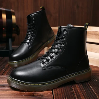 Mężczyźni buty skórzane wodoodporne zasznurować buty wojskowe mężczyźni 2020 nowa jesienna zima kostki lekkie buty dla mężczyzn