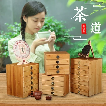 Naravna Bambus Pu ' er Čaj Posode Polje Les Barva Čaja Pladenj Kung Fu Nastavite Teaware Pribor Čaj Kositrne Posode Kitajski slog darila