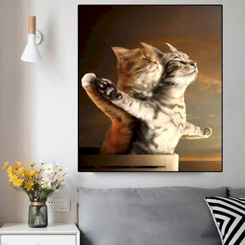 Nordijska Umetnosti Oljno sliko Živali Luštna Mačka Platno Barvanje, Tiskanje Digitalnih Darilo Plakate in grafike Doma Dekoracijo Sten Slikarstvo