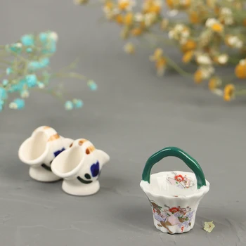 Nov Prihod 1/12 Lutke Miniaturni Dodatna Oprema Mini Porcelana Sadje Košarice Za Kruh Košarico Model Igrače